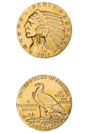 Pièce d'or eagle 5 dollars